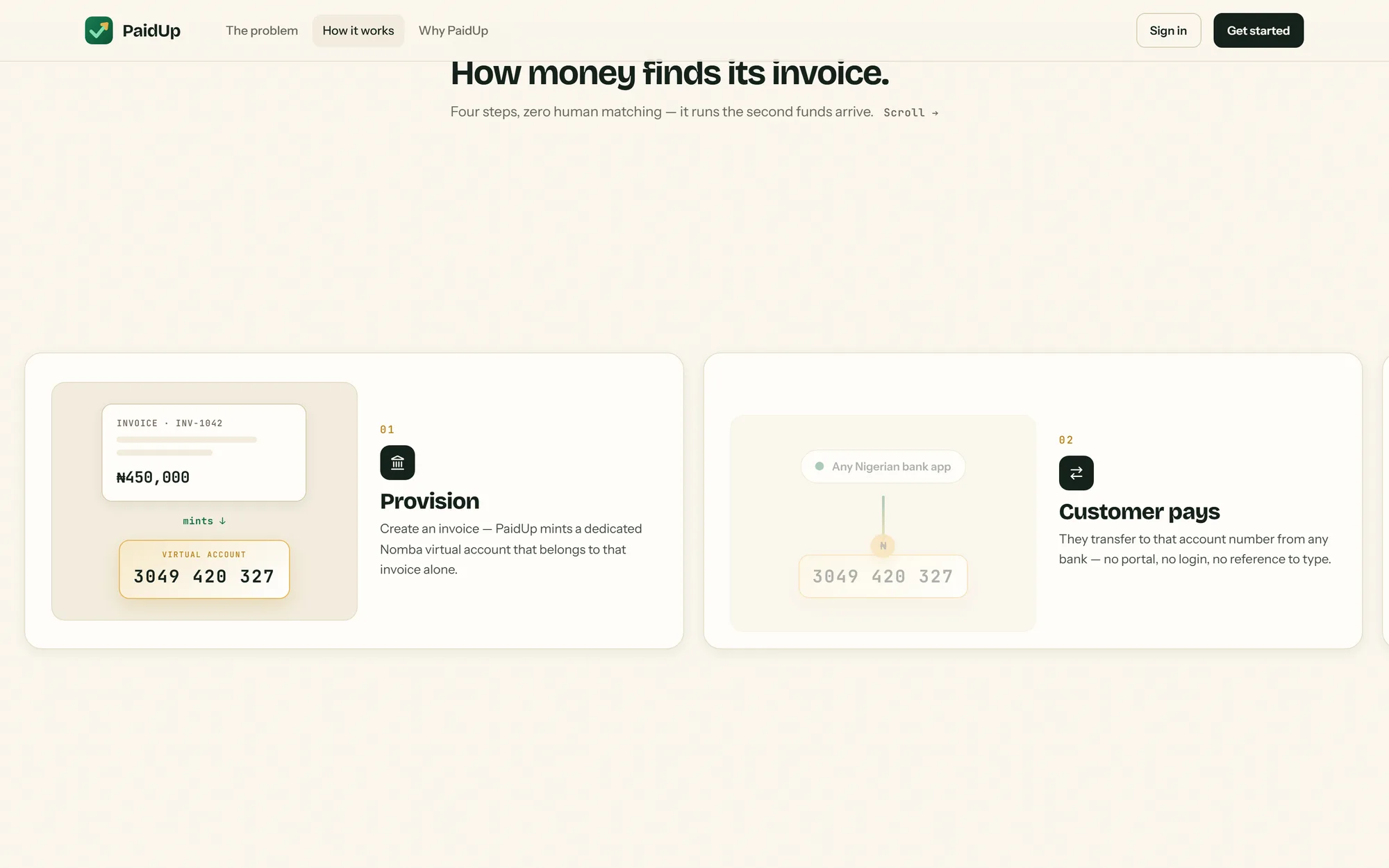 How money finds its invoice — four steps